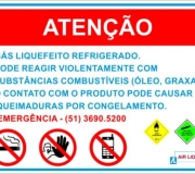 Placa Atenção. Gás liquefeito refrigerado. Tam.80 x 60 cm.