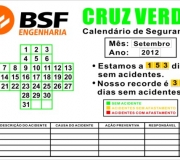 Placa magnética Dias sem acidente de trabalho.
